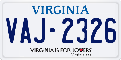 VA license plate VAJ2326