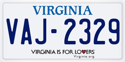 VA license plate VAJ2329