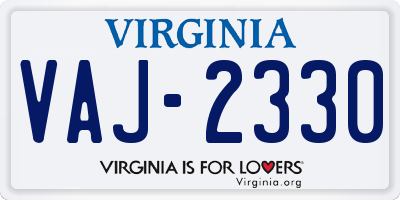 VA license plate VAJ2330