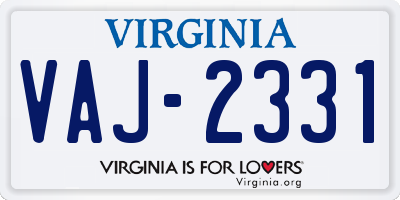 VA license plate VAJ2331
