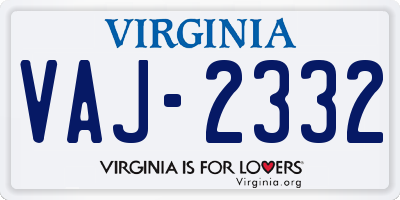 VA license plate VAJ2332