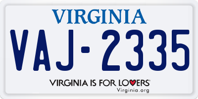 VA license plate VAJ2335