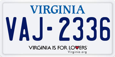 VA license plate VAJ2336