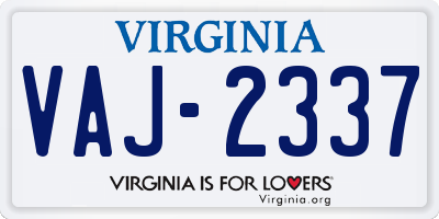 VA license plate VAJ2337