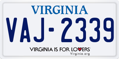 VA license plate VAJ2339