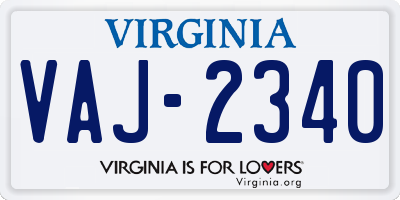 VA license plate VAJ2340
