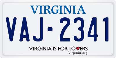VA license plate VAJ2341