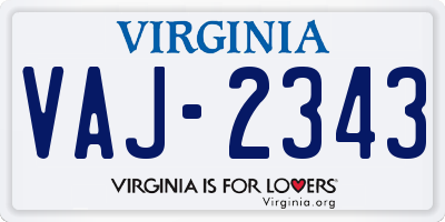 VA license plate VAJ2343