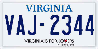 VA license plate VAJ2344
