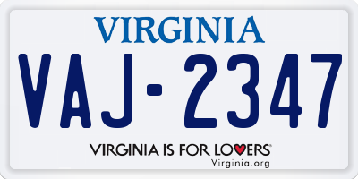VA license plate VAJ2347