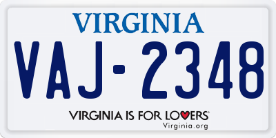 VA license plate VAJ2348