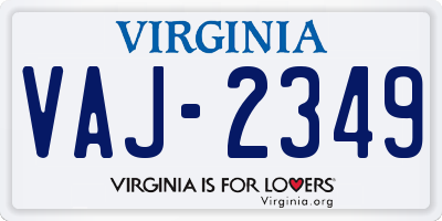 VA license plate VAJ2349