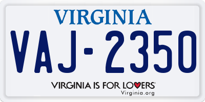 VA license plate VAJ2350