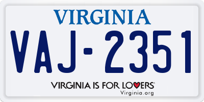 VA license plate VAJ2351