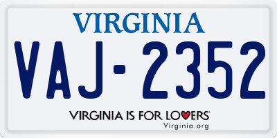 VA license plate VAJ2352