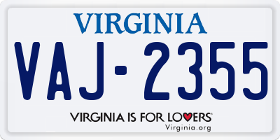 VA license plate VAJ2355