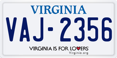 VA license plate VAJ2356