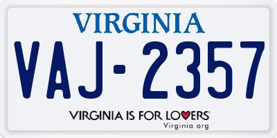 VA license plate VAJ2357
