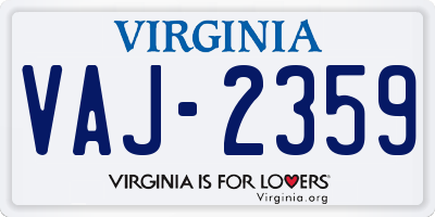 VA license plate VAJ2359