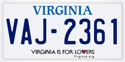 VA license plate VAJ2361