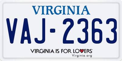 VA license plate VAJ2363