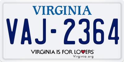 VA license plate VAJ2364