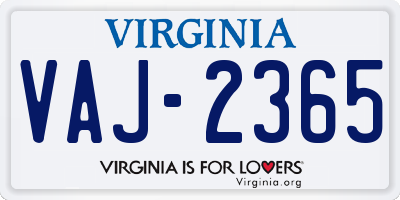 VA license plate VAJ2365