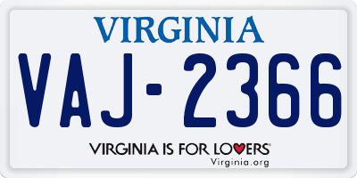 VA license plate VAJ2366