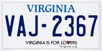 VA license plate VAJ2367