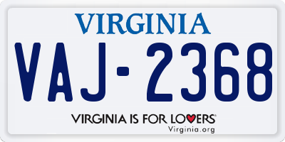 VA license plate VAJ2368