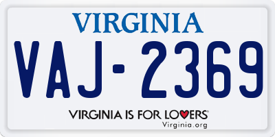 VA license plate VAJ2369