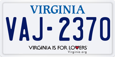 VA license plate VAJ2370