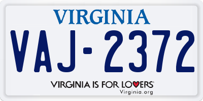 VA license plate VAJ2372