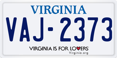 VA license plate VAJ2373