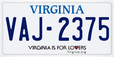 VA license plate VAJ2375