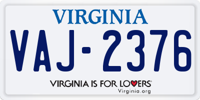 VA license plate VAJ2376