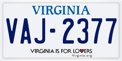 VA license plate VAJ2377