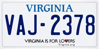 VA license plate VAJ2378