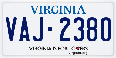 VA license plate VAJ2380