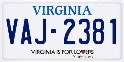 VA license plate VAJ2381