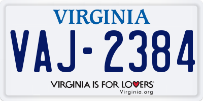 VA license plate VAJ2384