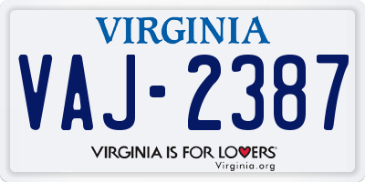 VA license plate VAJ2387