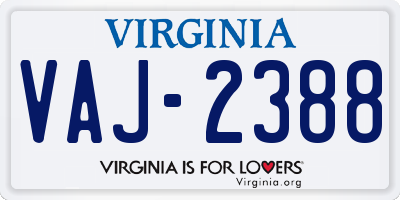 VA license plate VAJ2388