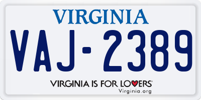 VA license plate VAJ2389