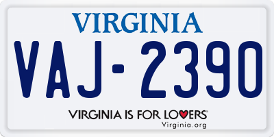 VA license plate VAJ2390