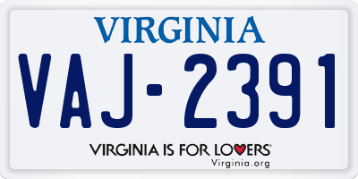 VA license plate VAJ2391