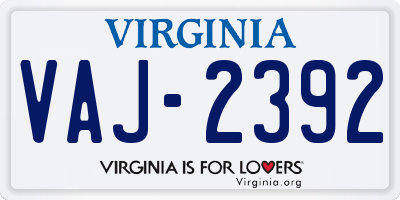 VA license plate VAJ2392