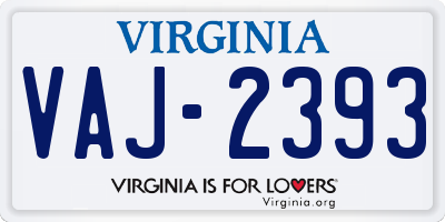 VA license plate VAJ2393