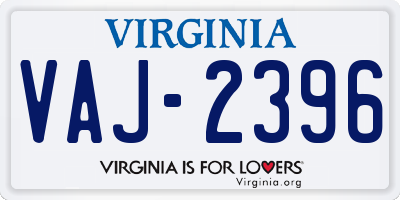 VA license plate VAJ2396