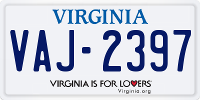 VA license plate VAJ2397